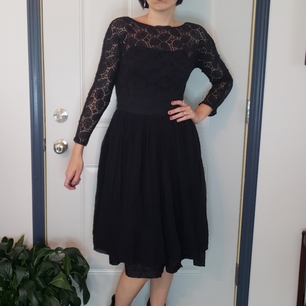 Vintage‎ 60s Black Lace Party Dress